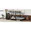 Structure de lit superposé grand sur grand avec garde-robe intégrée, lit superposé en métal avec bureau et chaises de rangement, noir