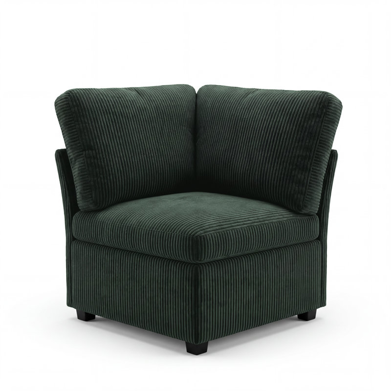 Corner Seat For Sectional Sleeper Sofa, Green, Green Corduroy