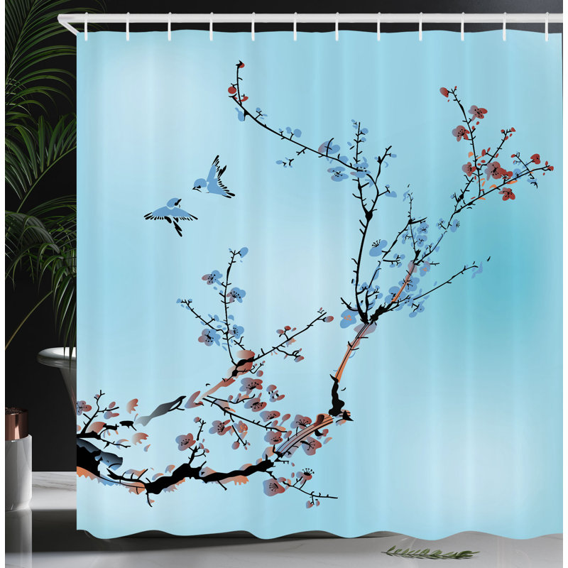 Ensemble de rideau de douche et crochets de la nature, H 84 po x l 69 po, Bleu pâle