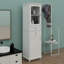Armoire de rangement autoportante à la mode 63 pouces avec tablette réglable, 2 tiroirs utiles et portes en verre élégantes-1317634864