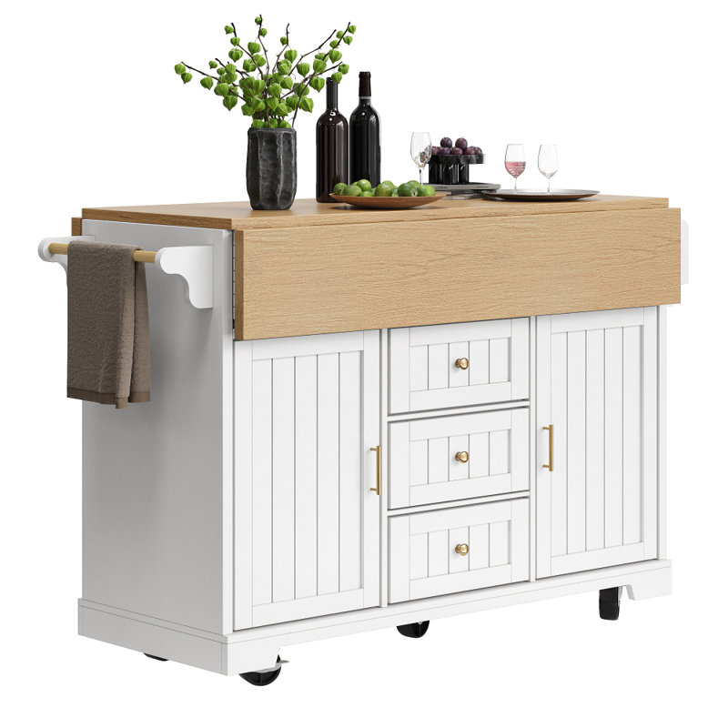 Wood Kitchen Island, White
