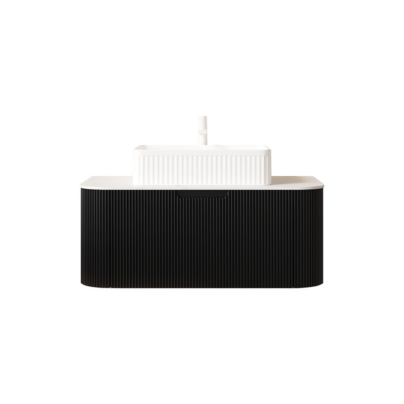 Lavabo et meuble-lavabo Dina, Noir, Blanc