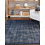 Tapis uni / rayé couleur bleu-ivoire Liabah-1405033539