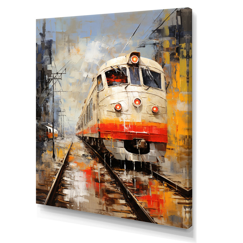 «White Red Train Journey», reproduction d'art sur toile moderne, H 40 po x l 30 po x P 1,5 po, Toile tendue