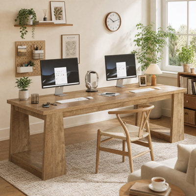 Bureau 86,6 "pour 2 personnes, chêne naturel