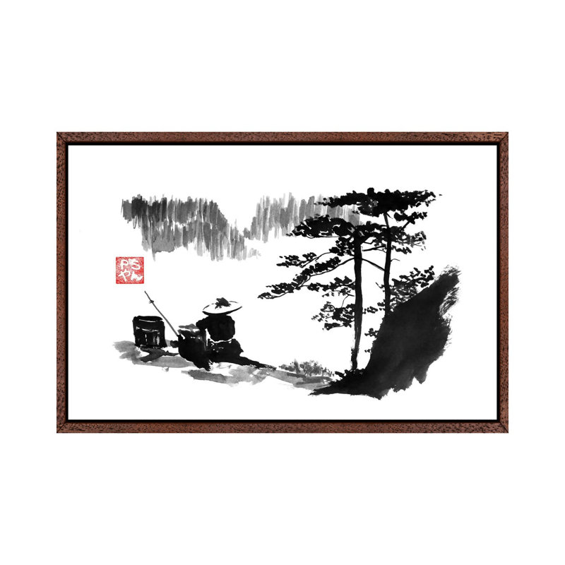 Mountain by Péchane - Print on Canvas, 66.04 cm H x 45.72 cm W, Classic Brown Wood Framed