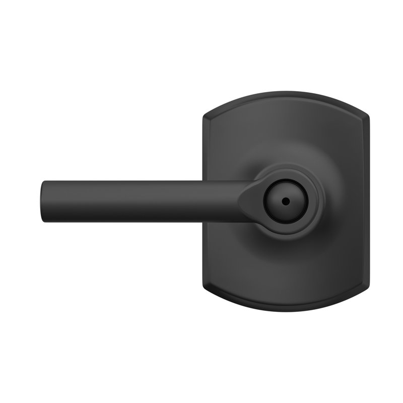 Broadway Privacy Leverset with Greenwich Rosette, Matte Black