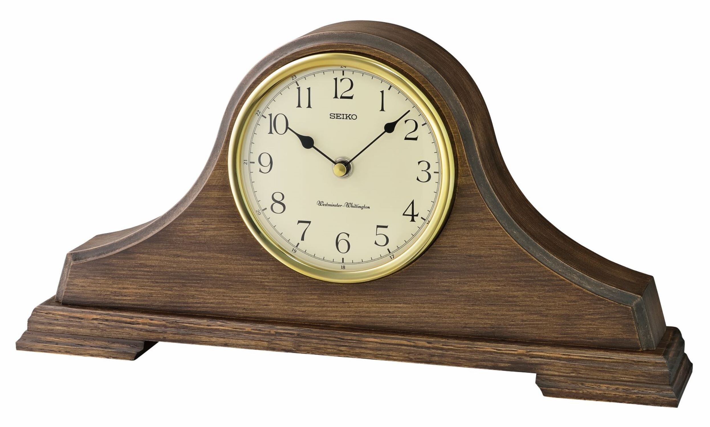 Seiko Ria Analog Alder Wood Quartz Tabletop Clock in Brown