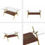 Table basse rectangulaire avec plateau en verre trempé et pieds en métal, table moderne pour le salon-464237462-464237461