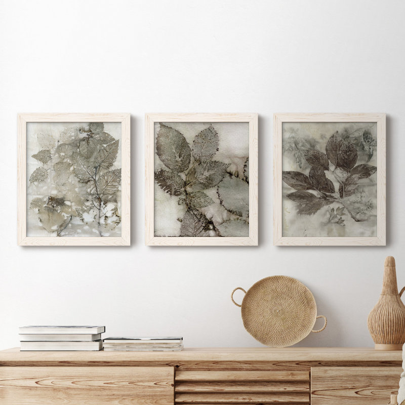 Birch Leaves I Painting Print on Canvas, 24" H x 60" W x 0.75" D, White