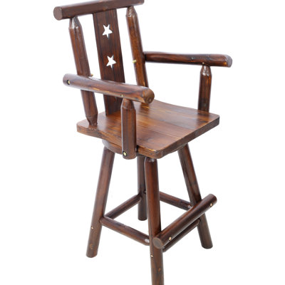 Rustic Brown Bar Stool With 360° Swivel Function - Fir Wood, Comfortable For Dining Room, Cafe In Color Wood Construction, Ergonomic Bistro, Use