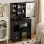 Petit meuble-lavabo de 29,2 po avec tiroir à gauche et tabouret rembourré, très grand miroir coulissant à droite, rangement multi-couches à grande capacité, commode pratique, certificat EPA, GCC, UL-1159338320
