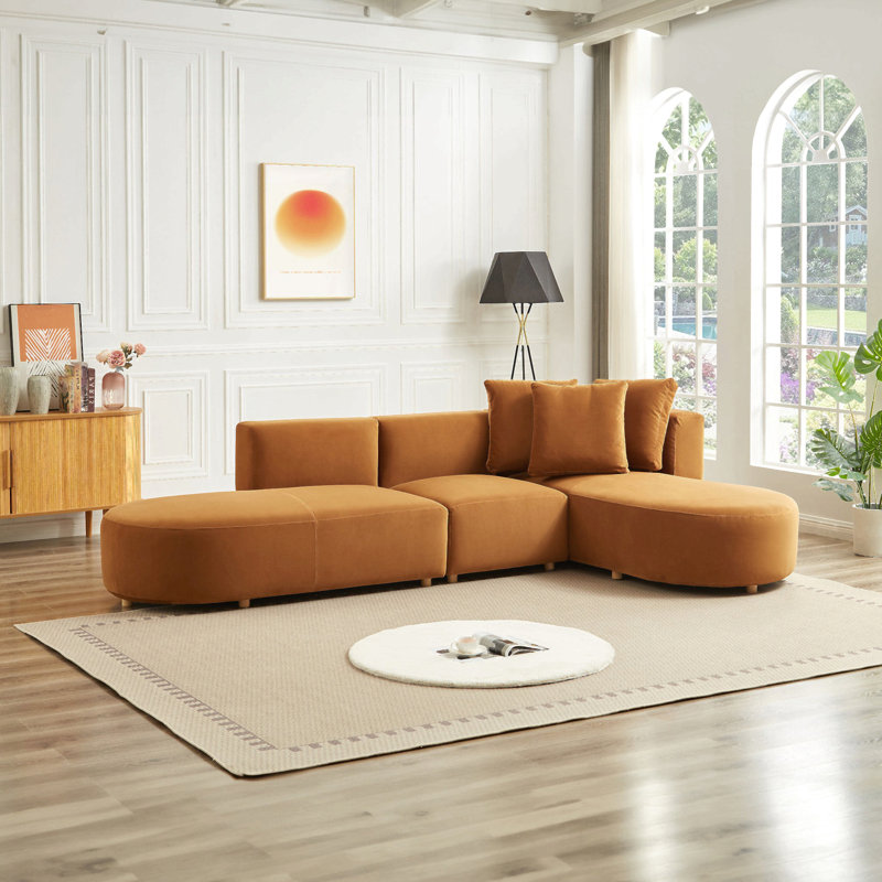 Canapé modulaire en velours pour salon, Orienté à droite