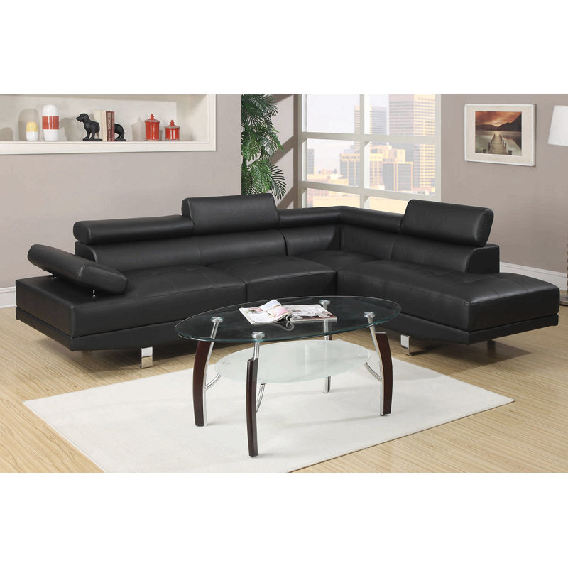 Canapé modulaire en similicuir noir
