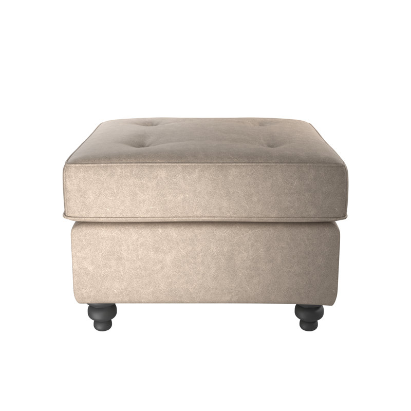 Bodnar Faux Leather Tufted Square Footstool, Marble