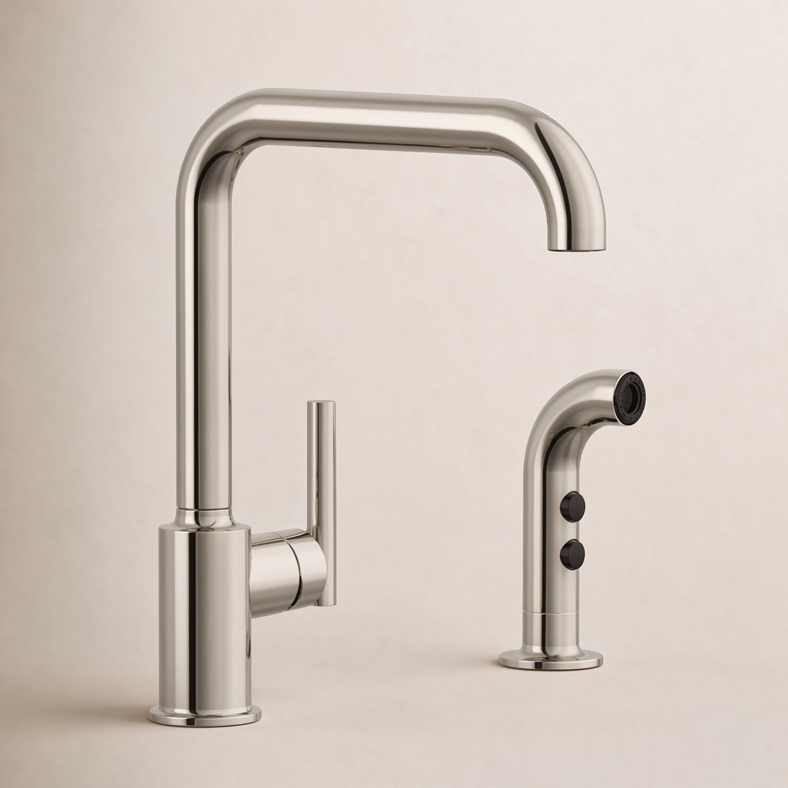 Purist Two-Hole Kitchen Faucet with Sidespray, Vibrant Polished Nickel