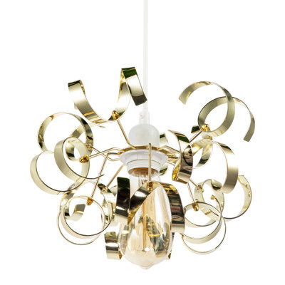 18 cm H Round Pendant Shade ( No Direct Attachment Method ) in Gold