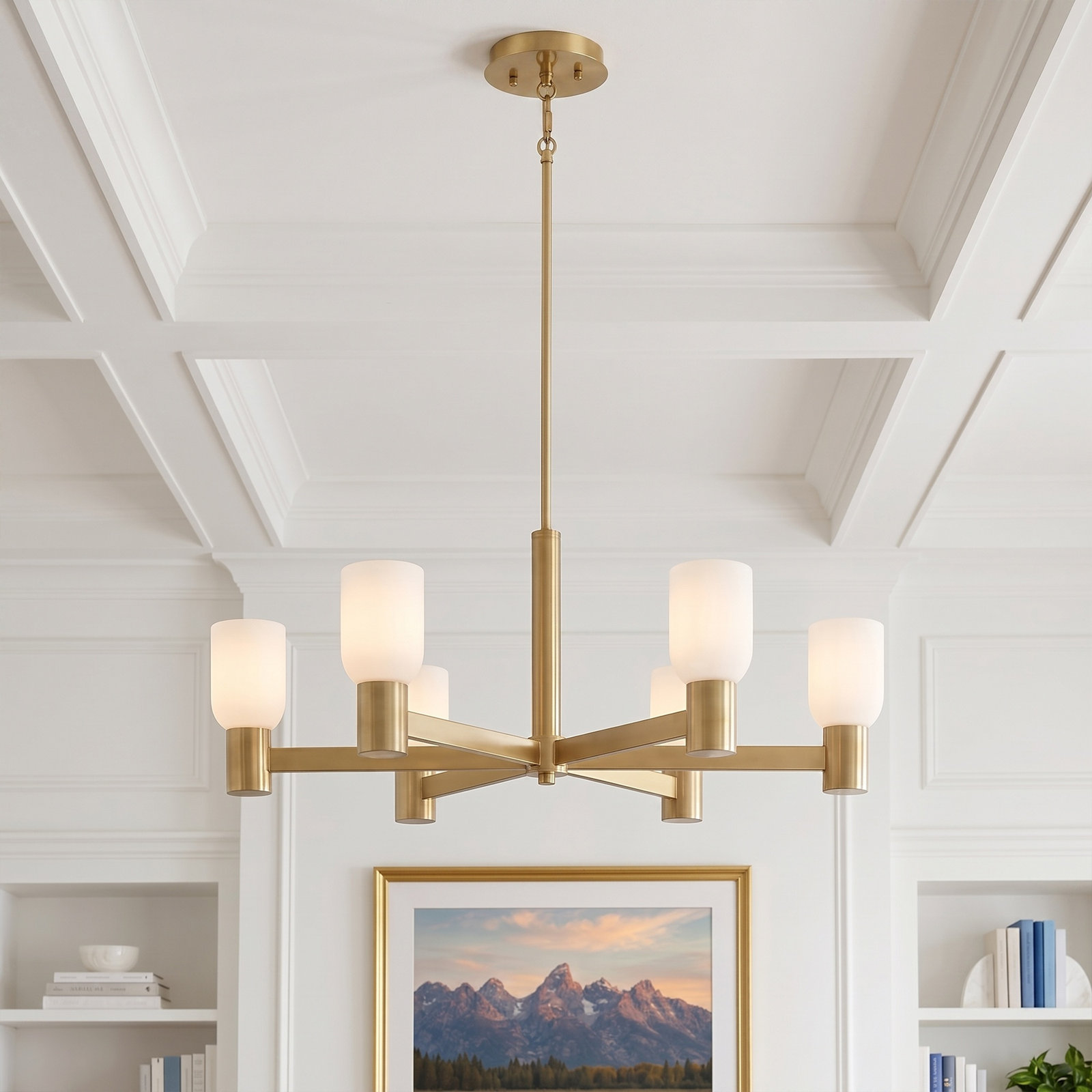 6 - Light Chandelier, Brass