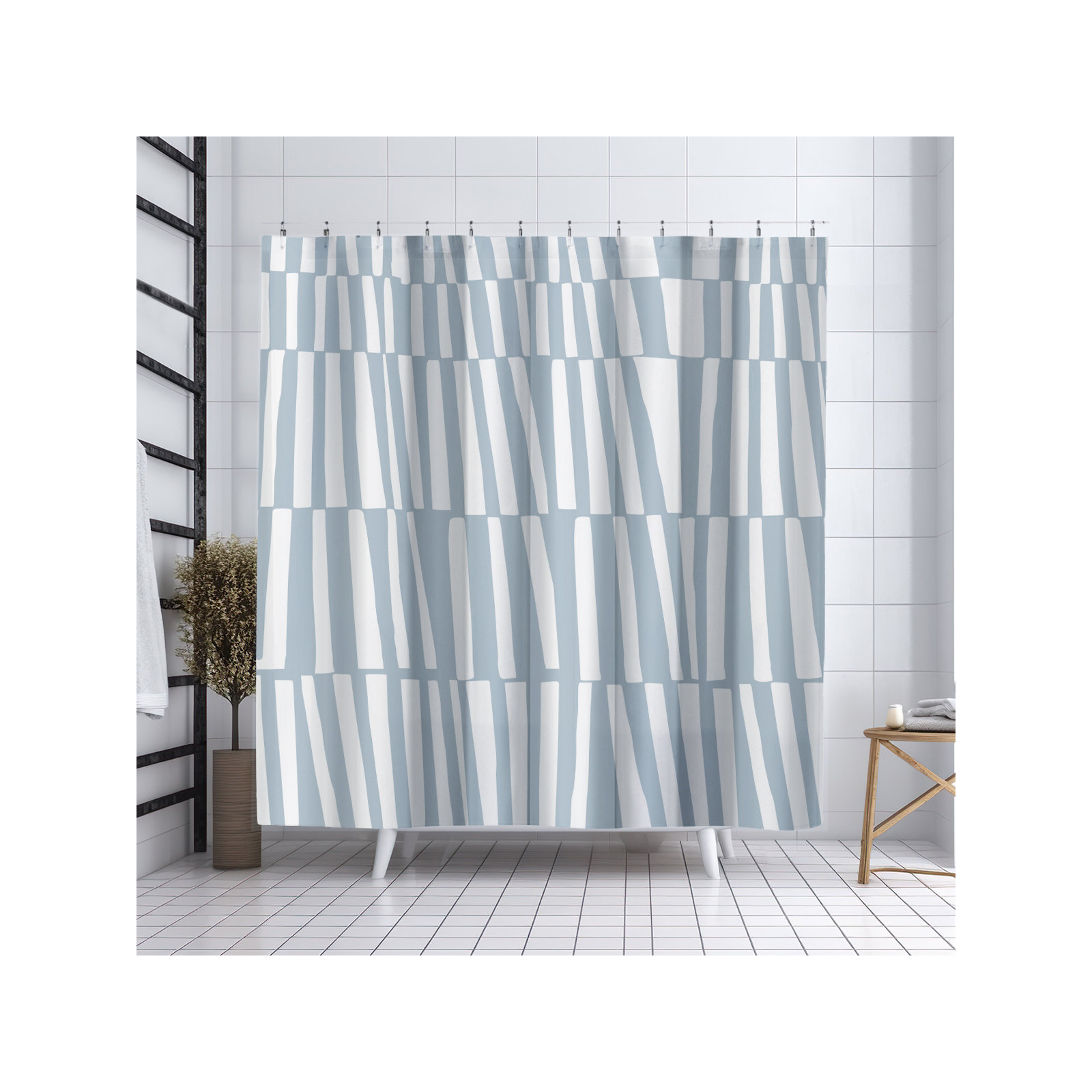 Thora Abstract Mid-Century Shower Curtain, Gray