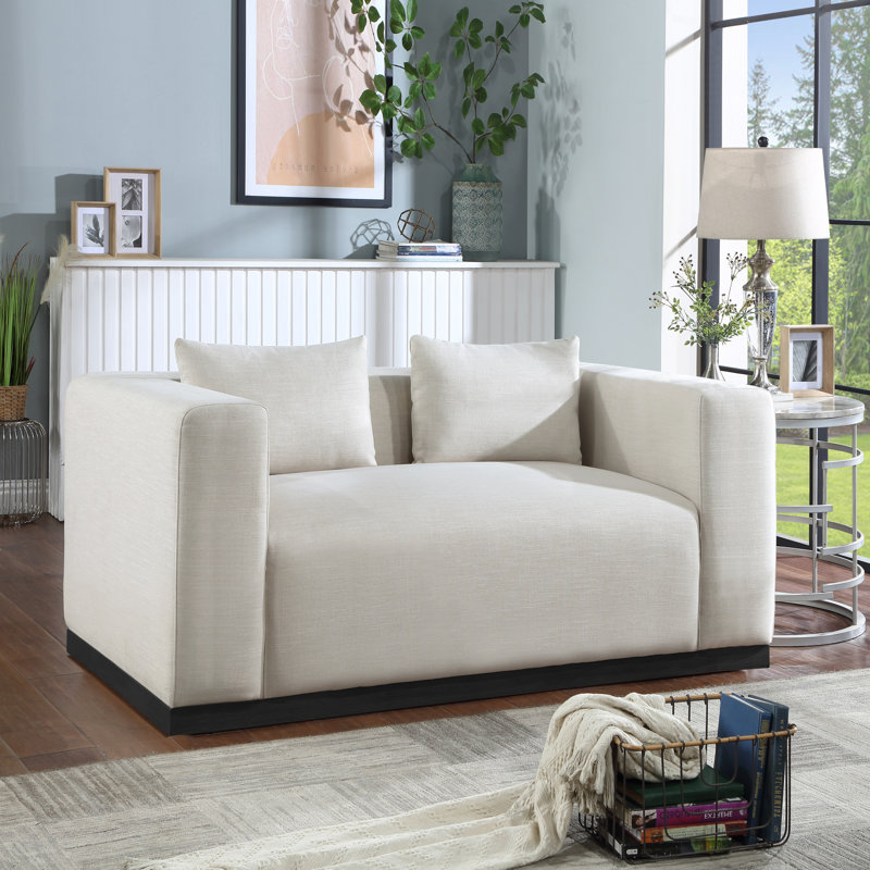 Hrishi 67'' Loveseat, Beige Linen Textured Fabric