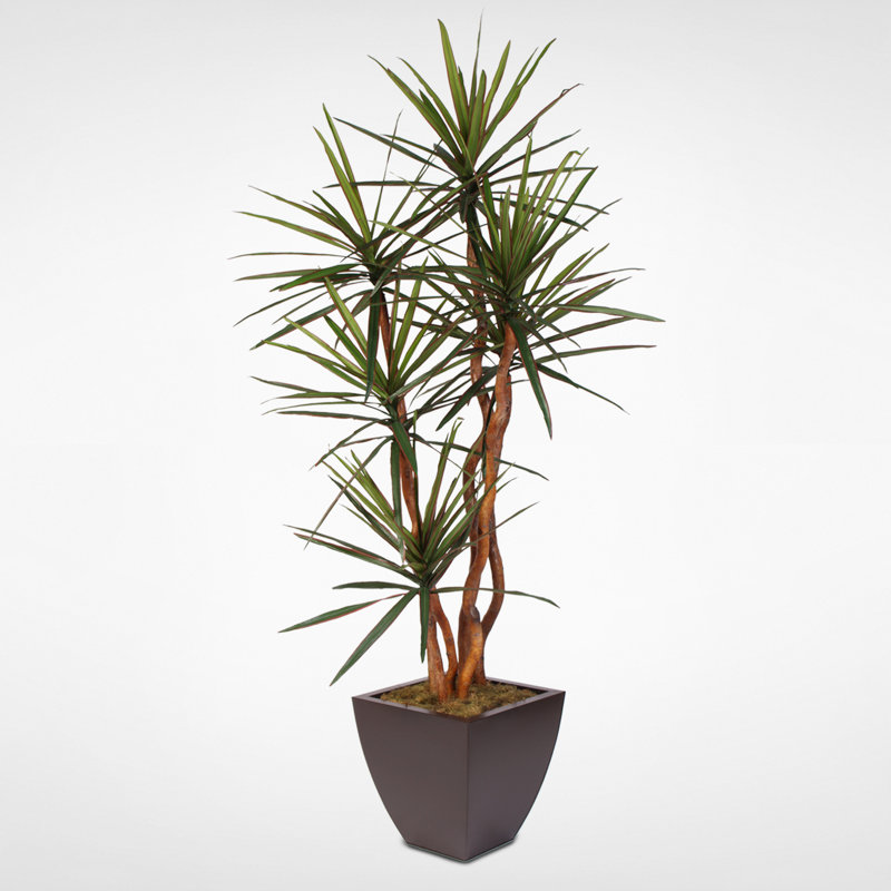 84'' Green Artificial Yucca Tree in Square Metal Planter