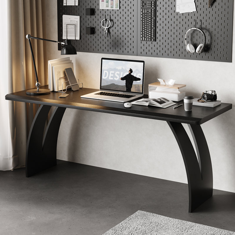 Bureau rectangulaire en bois massif et fer noir, H 29,53 po x l 78,74 po x P 23,62 po