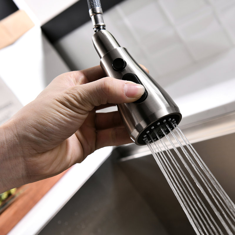 Kitchen Sink Faucet With Pull Down , Single Handle Brass, Brushed Nickel, Touch-On, 3 Modes Water Output, Simple Installation Procedure Technique Way