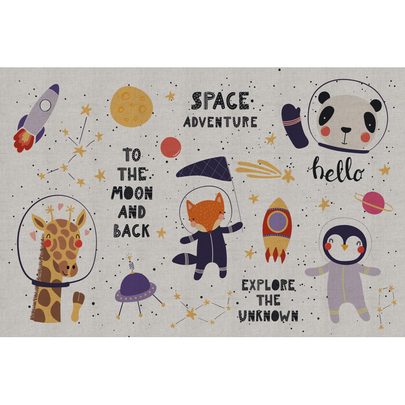 Ragnfrith Vinyl Machine Printed Area Rug, Rectangle 3'3.4" x 4'11.1"