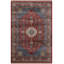 Tapis décoratif lavable à la machine rétro à motif traditionnel rouge et bleu-1483321201