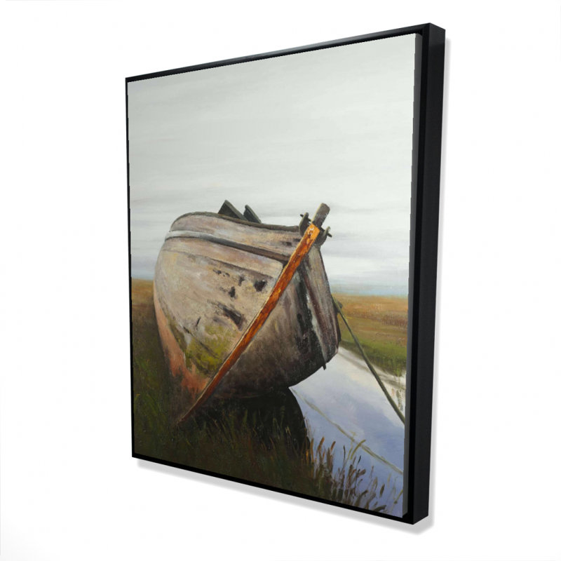 Reproduction sur toile d'un vieux bateau abandonné dans un marais
