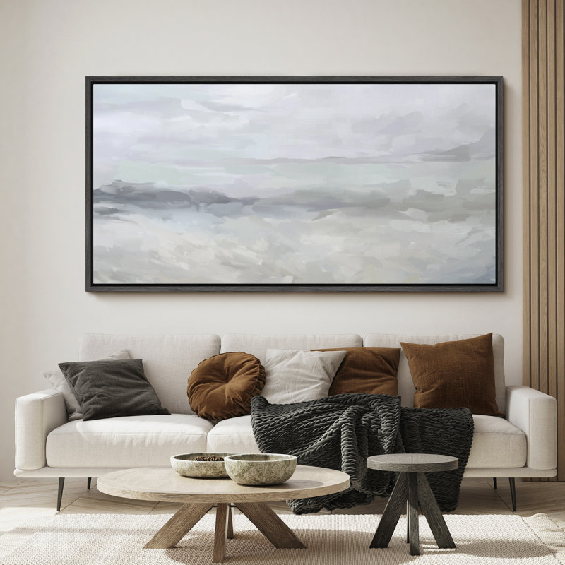 «Abstract Misty Seascape», art mural doux neutre inspiré de l'océan, Noir, H 30 po x l 60 po