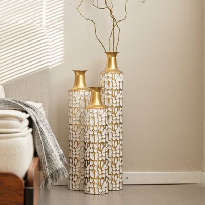 Decorative Metal Vases Set of 3