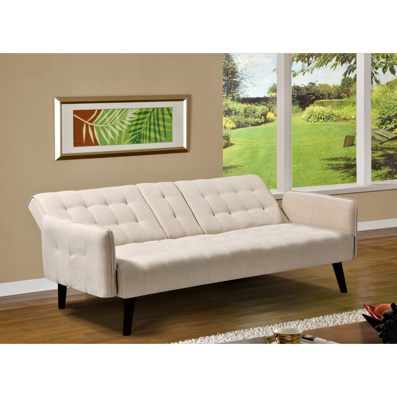 Pinzon Twin 72'' Upholstered Convertible Sofa, Beige Linen Blend
