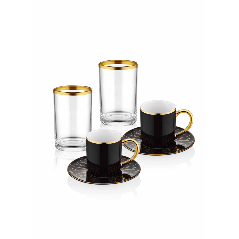 Ensemble de tasses à café Trixie, 4, Noir / or