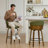 Mid-Century Modern Walnut Bentwood Swivel Bar Stool With Thick Cushioned Seat & 350 Lbs Capacity-131775840