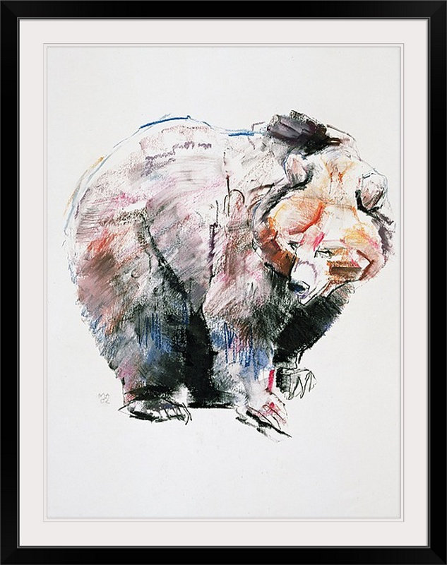 «Yusef Bear (Charcoal)» par Mark Adlington, impression, l 44 po x P 35 po x H 1 po, Cadre noir