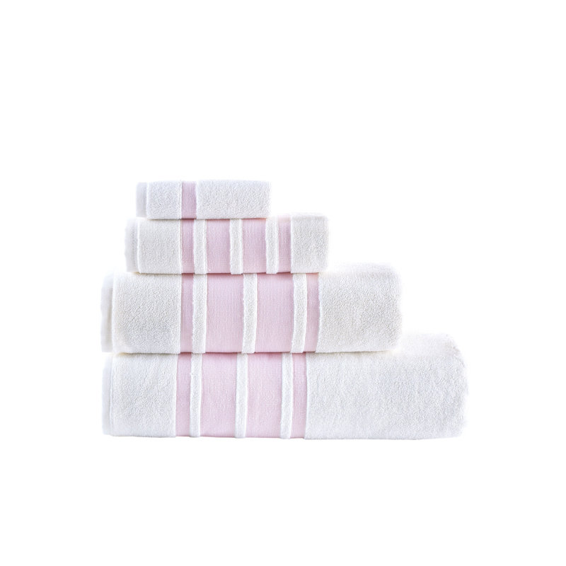 Bordure contrastante Brooks Brothers, Rose, 3 Piece Towel Set