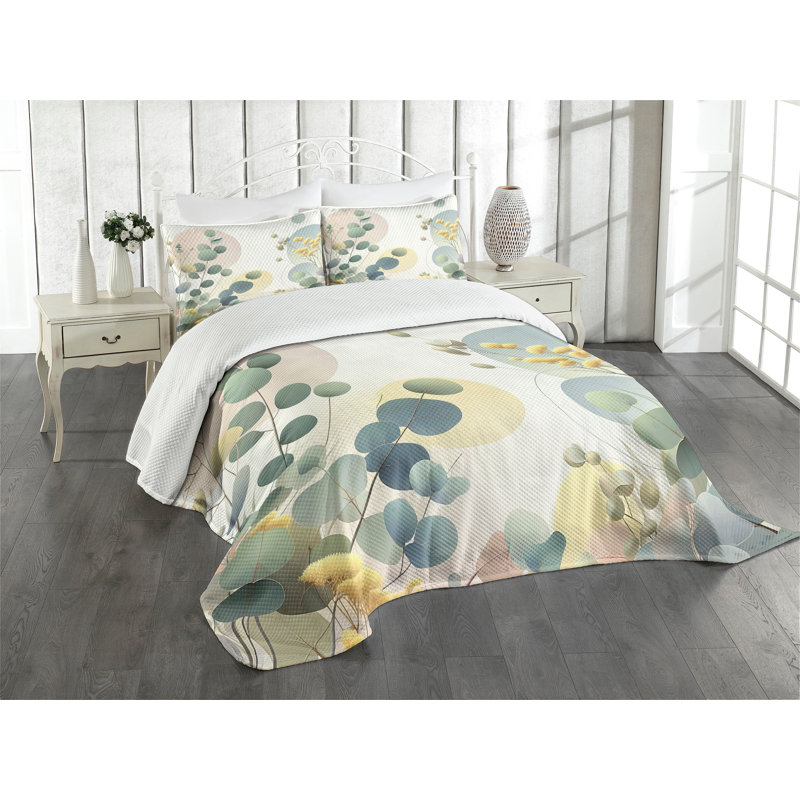 Polyester Floral Coverlet, King Coverlet / Bedspread + 2 Standard Shams