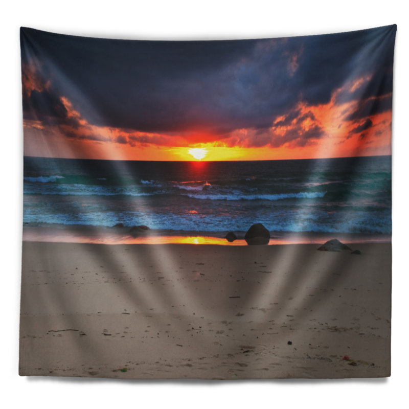 Tapisserie «Seashore Dramatic Colorful Sky Over Beach», H 78 po x l 92 po