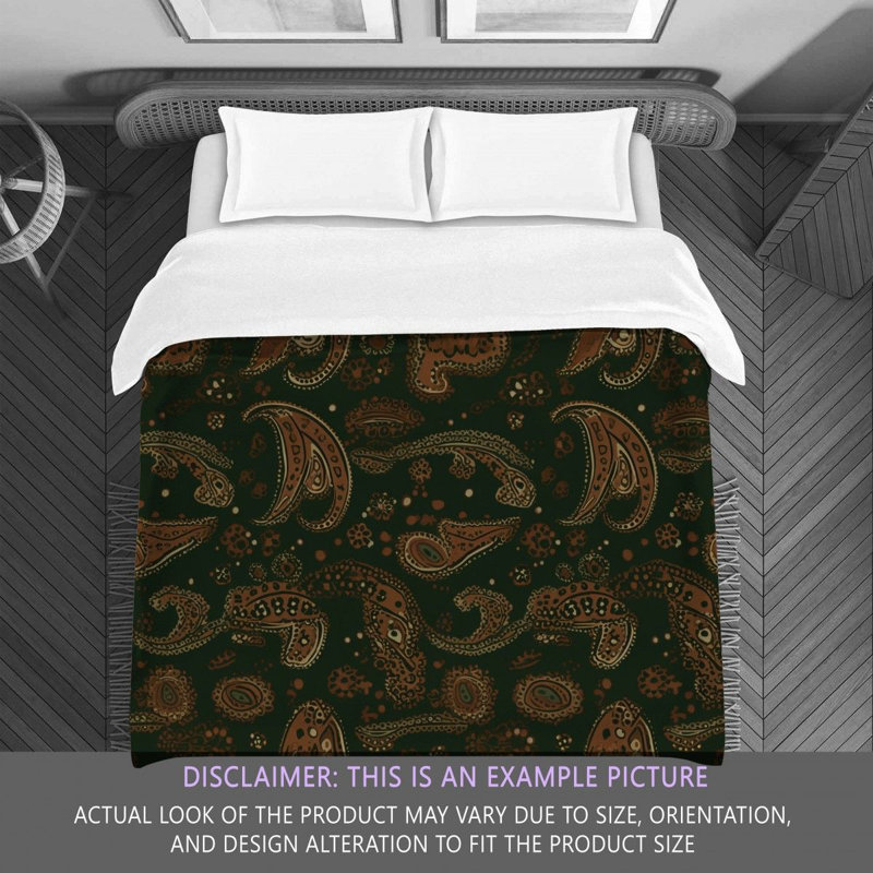 Polyester Comforter, Twin Extra Long Comforter, Black/Blue Paisley