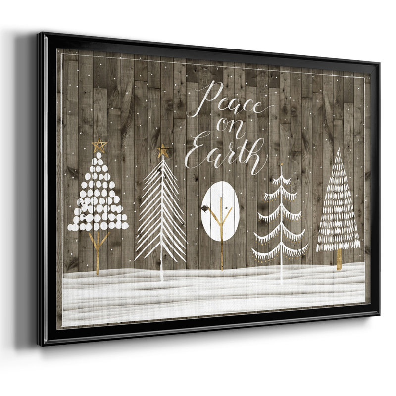 Wooded White Christmas Collection A, reproduction d'art sur toile, Noir, H 14 po x l 20 po x P 1,5 po