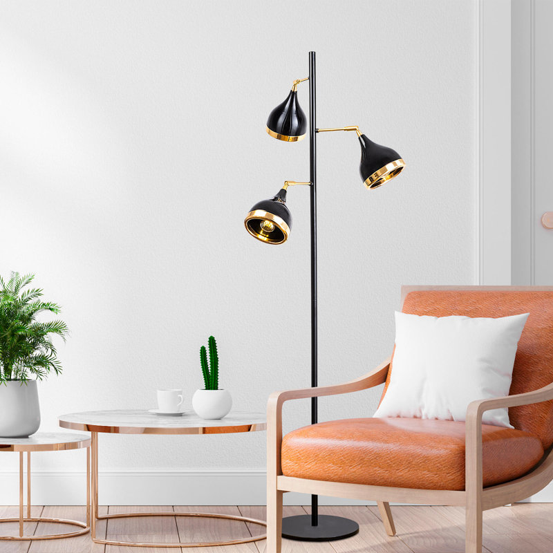 Albie 163cm Black/Gold Tree Floor Lamp, Black/Gold