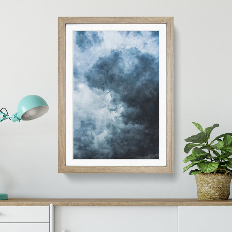 White Clouds - Picture Frame Painting Print, Oak Framed, 45cm H x 33cm W x 2cm D