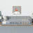 Twin Size Floor Bed With Fence Without Door, Rubber Wood Floor Bed With Safety Guardrails,Grey-974544006