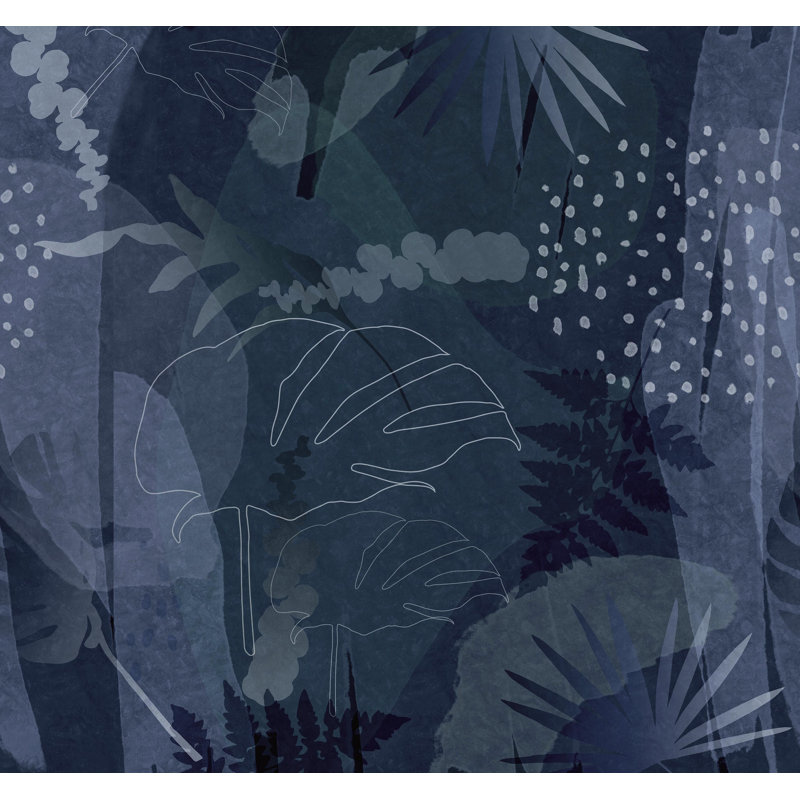 Superfresco Easy Abstract Leaf Print To Order Fixed Size 2.8m x 3m Mural, Blue