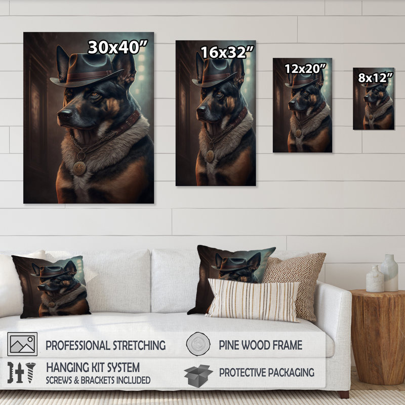 Mafia Dog V - Impression sur toile, H 32 po x l 24 po x P 1 po, Toile tendue