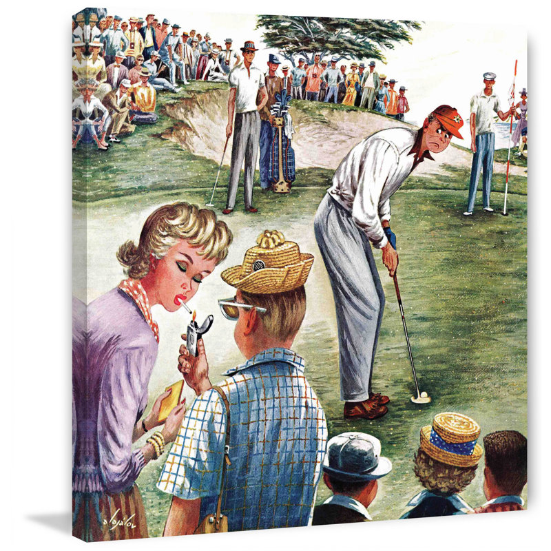Distracted Pro Golfer by Constantin Alajalov - Wrapped Canvas Painting, 45cm H x 45cm W