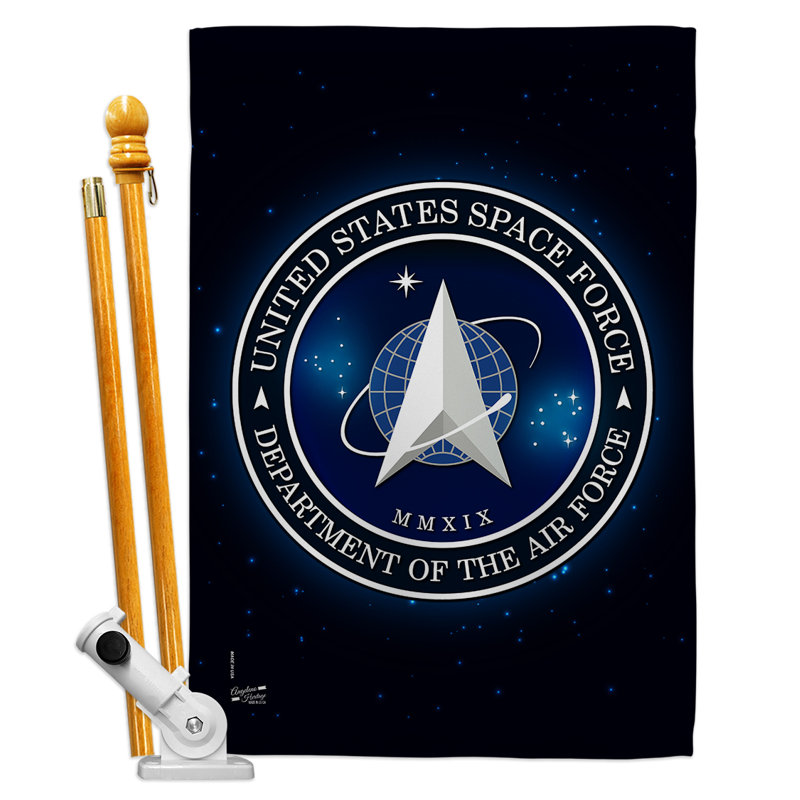 Pièce décorative à 2 faces 40 x 40 po space force-impressions ensemble de drapeaux en polyester