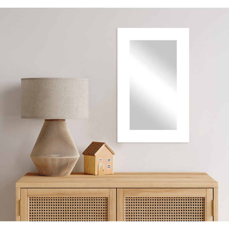 Maci Eileen Engineered Wood Flat Wall Mirror, 33" x 34", Gloss White