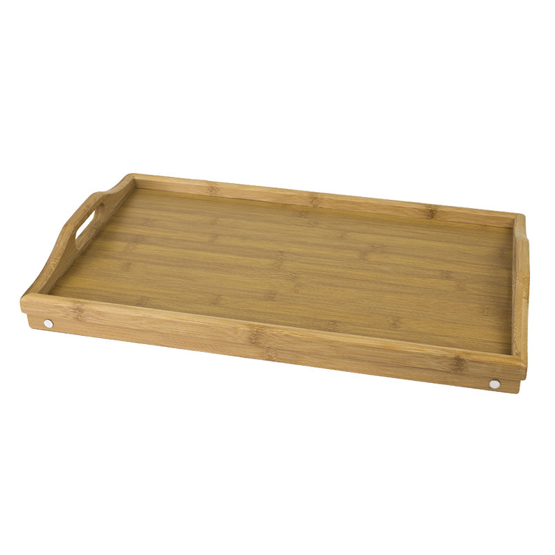 Brown Bamboo Rectangular Foldable Bed Tray